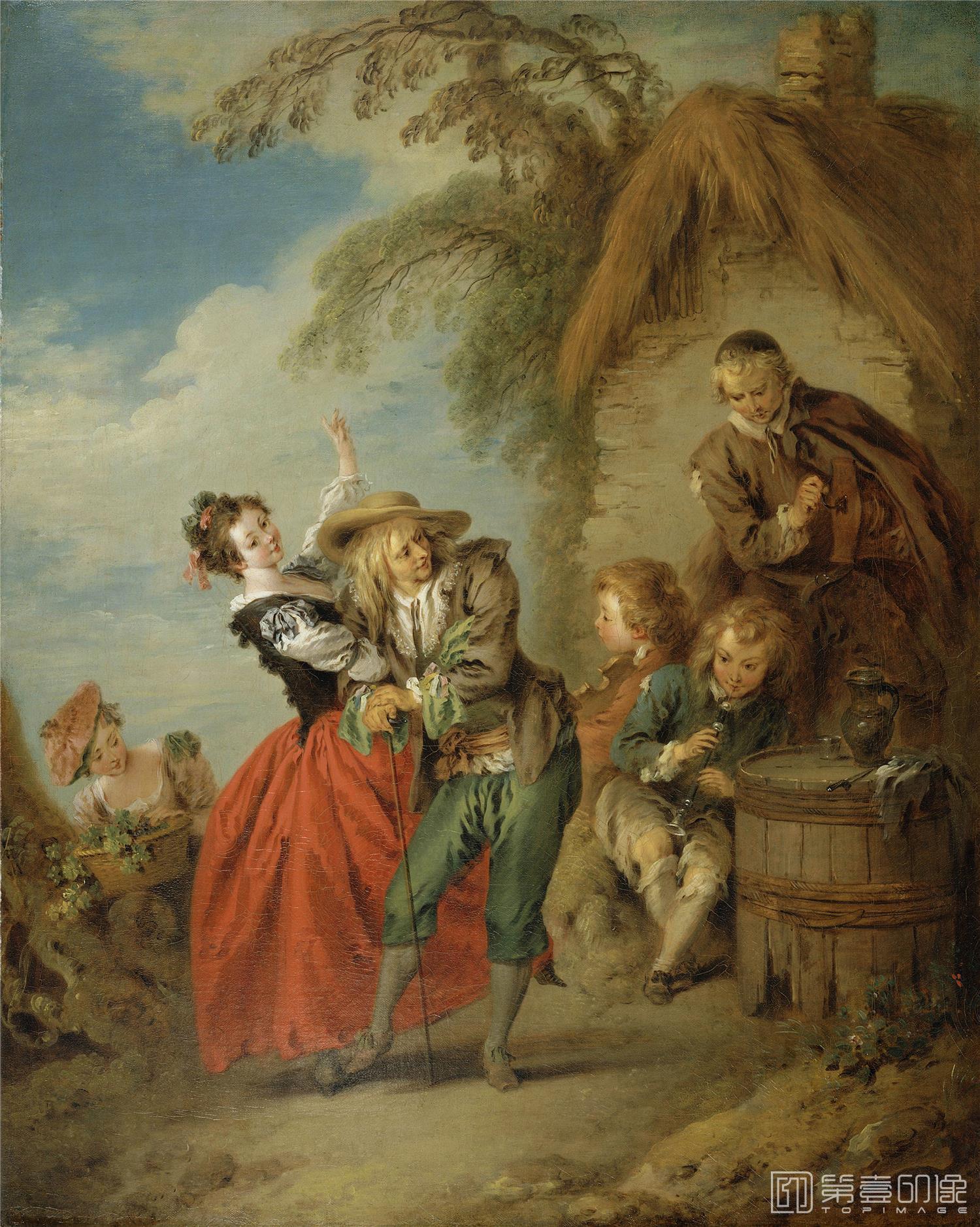 油画-美国弗里克美术馆藏画-Jean-Baptiste Pater - The Village Orchestra, 1713-1736-114